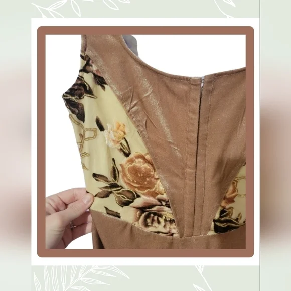 NWT Windsor Women's Floral Velvet Dress - Hook & Eye Closure, Scoop Neck, Size S - Picture 12 of 14